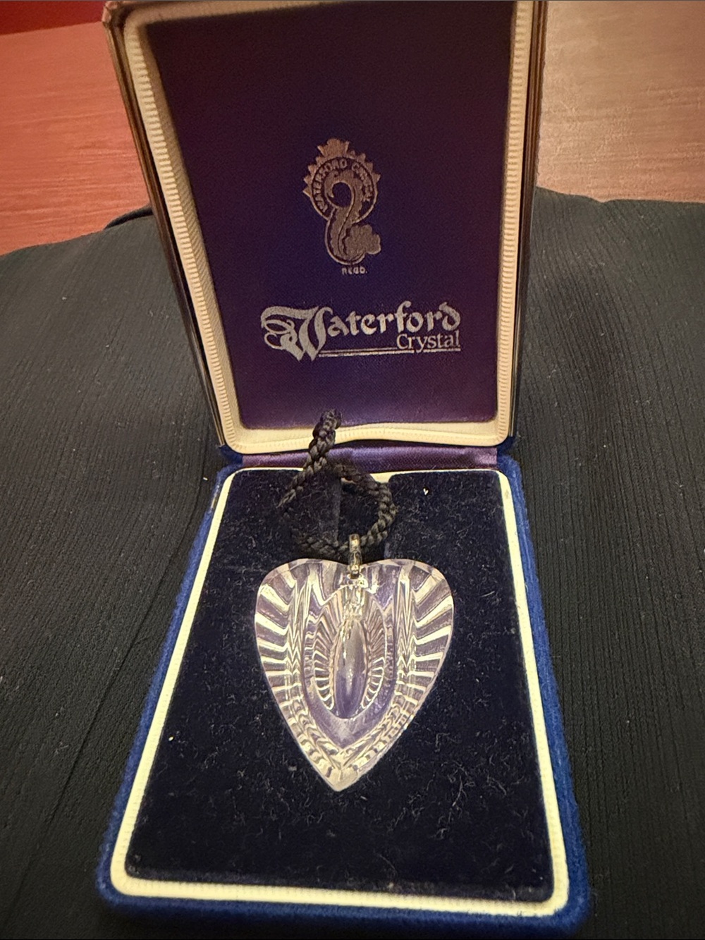 Waterford Crystal Clear Heart Pendant with Velvet Presentation